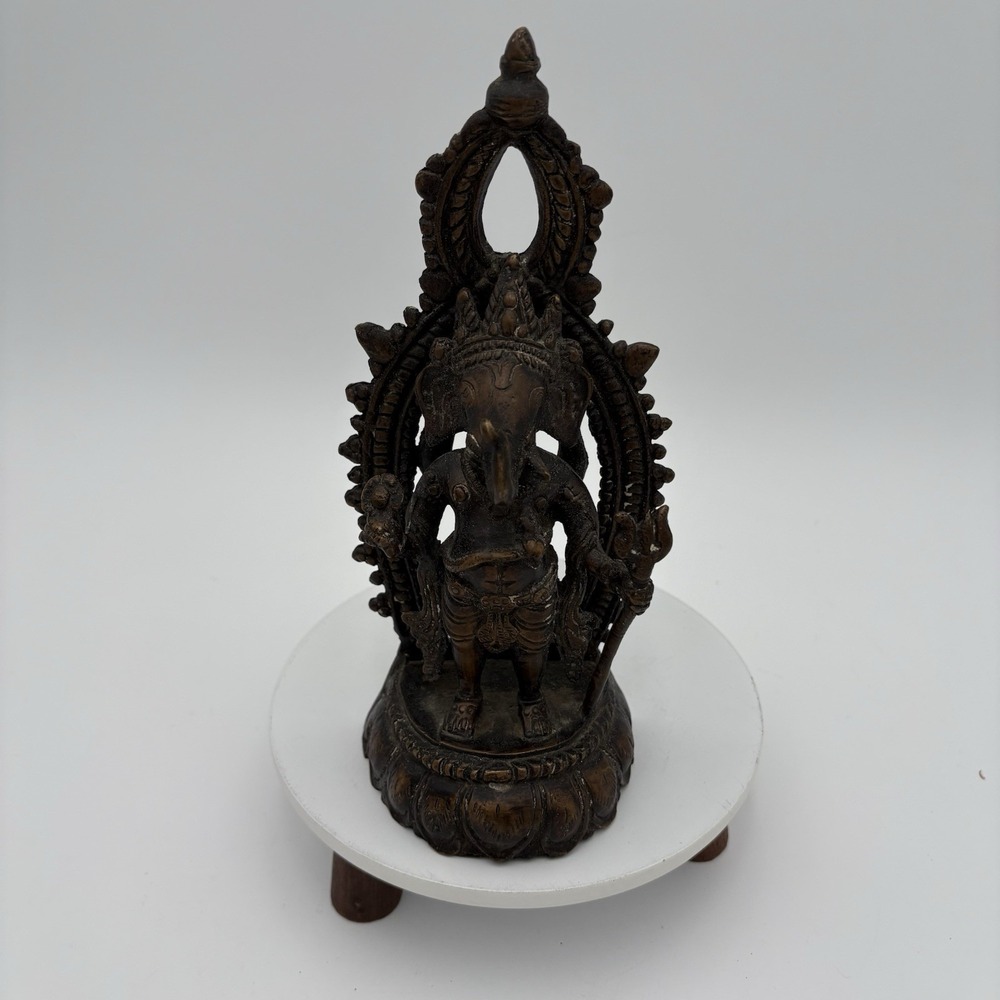 Antique Bronze Sculpture Ganesha Hindu Remover Of Obstacles 20th Century 8"